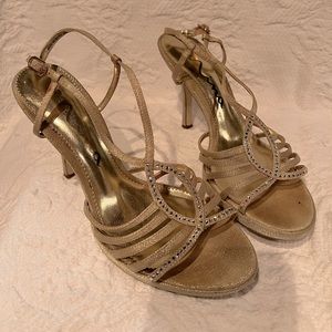 Gold Heels with Rhinestones